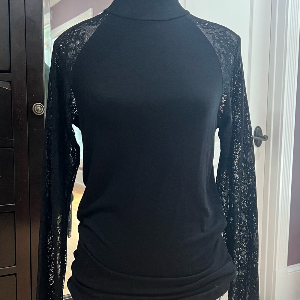 Elegant Black Lace Sleeve Top